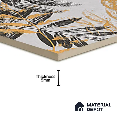 Floral Wall Tile TL 07249 Plana 8005 GLM (Gold) 1 ft x 1 ft Ceramic Matte Finish - 9 mm  | 2 mm Spacer is Mandatory | Please Expect a Slight Variation of Pattern (Sample)